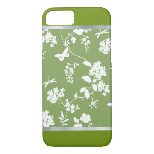 Green Flower Patterned Spring Design iPhone Case (Achterkant)