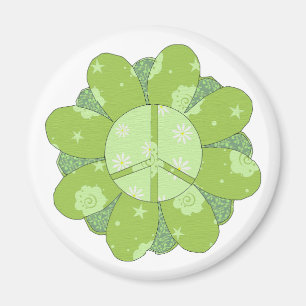 Green Flower Peace Sign Magneet