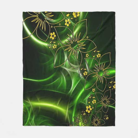 Green Flowers Fleece Blanket (Voorkant)