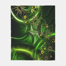 Green Flowers Fleece Blanket Deken