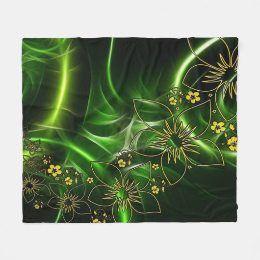 Green Flowers Fleece Blanket Deken (Voorkant (Horizontaal))
