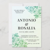 Green Flowers  Illustration Wedding Kaart (Voorkant)