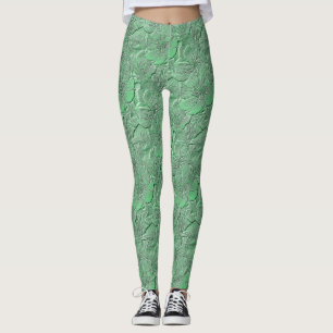Green Flowers Natuur Art Pattern Leggings