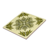 Green Flowers Pattern Retro Modern Botanical Tegeltje (Zijkant)