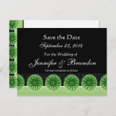 Green Flowers Save The Date Wedding Briefkaart (Voorkant / Achterkant)