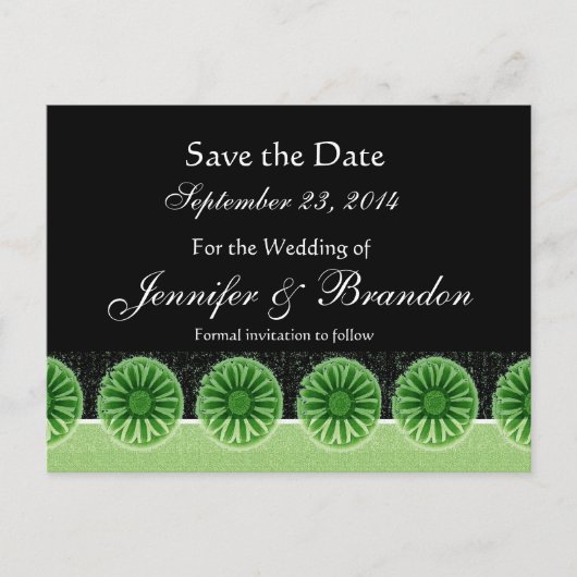 Green Flowers Save The Date Wedding Briefkaart (Voorkant)