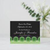 Green Flowers Save The Date Wedding Briefkaart (Staand voorkant)