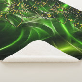Green Flowers Sherpa Blanket Deken (3/4)