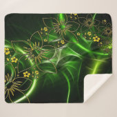 Green Flowers Sherpa Blanket Sherpa Deken (Voorkant (horizontaal))