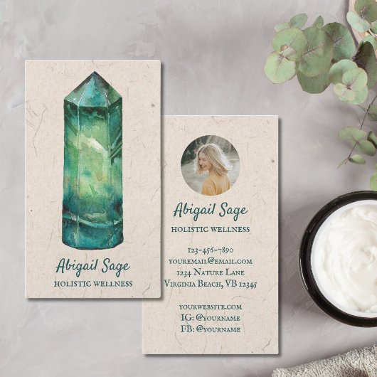 Green Fluorite Crystal Holistic Spiritueel Yoga Visitekaartje