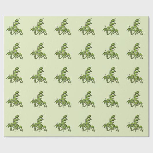 Green Flying Dragon Cadeaupapier (Vlak)