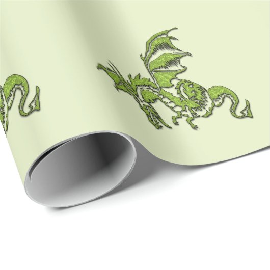 Green Flying Dragon Cadeaupapier (Rol Hoek)
