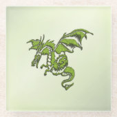 Green Flying Dragon Glazen Onderzetter (Voorkant)