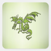 Green Flying Dragon Vierkante Sticker (Voorkant)