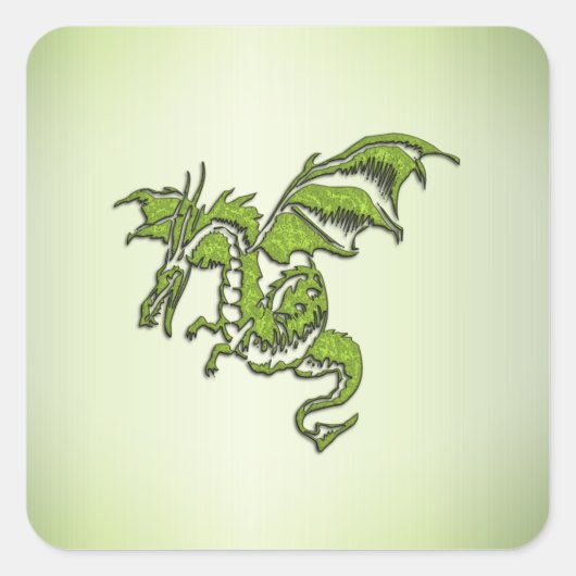 Green Flying Dragon Vierkante Sticker (Voorkant)