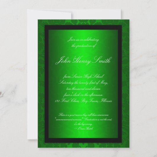 Green Foil Afstuderen Invitation Kaart (Voorkant)