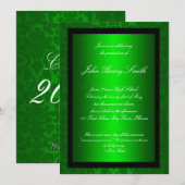 Green Foil Afstuderen Invitation Kaart (Voorkant / Achterkant)