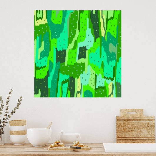 Green Foliage Abstract Poster (Keuken)