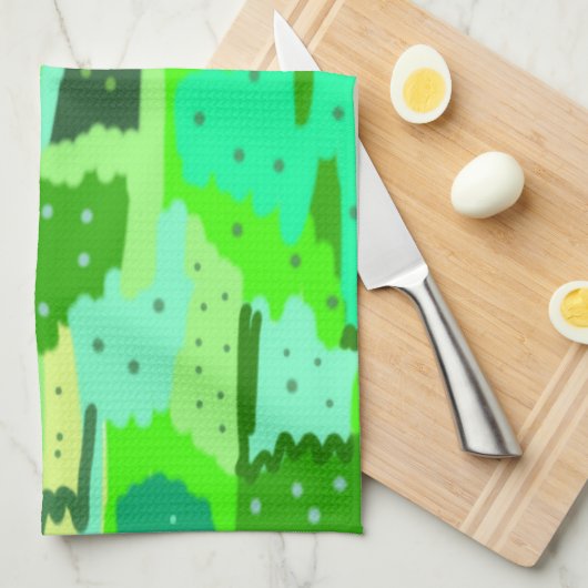 Green Foliage Abstract Theedoek (Quarter Fold)