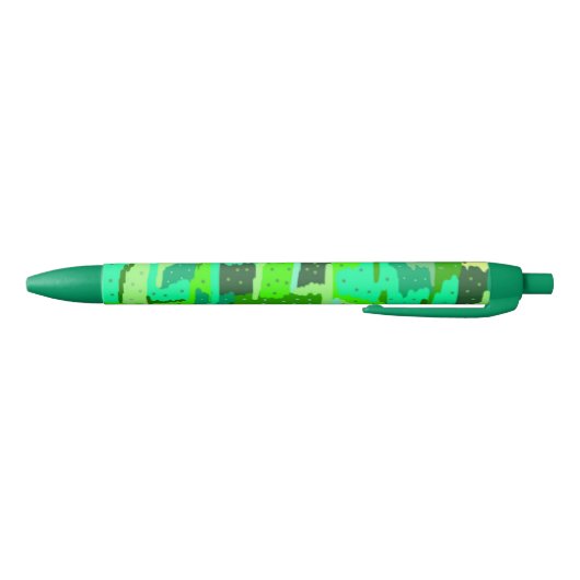 Green Foliage Abstract Zwarte Inkt Pen (Bodem)