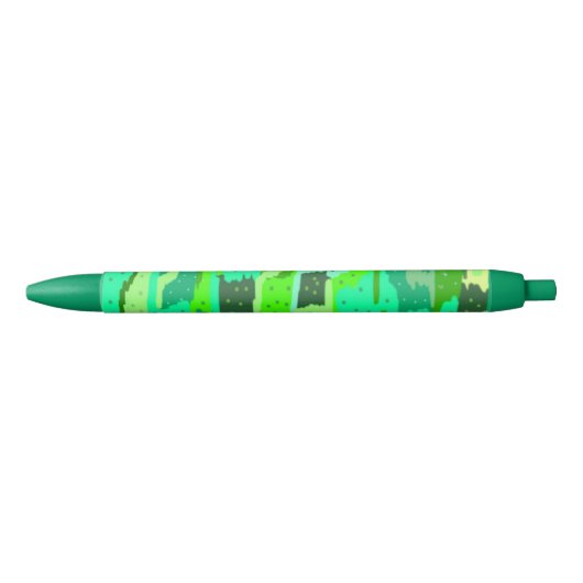 Green Foliage Abstract Zwarte Inkt Pen (Voorkant)