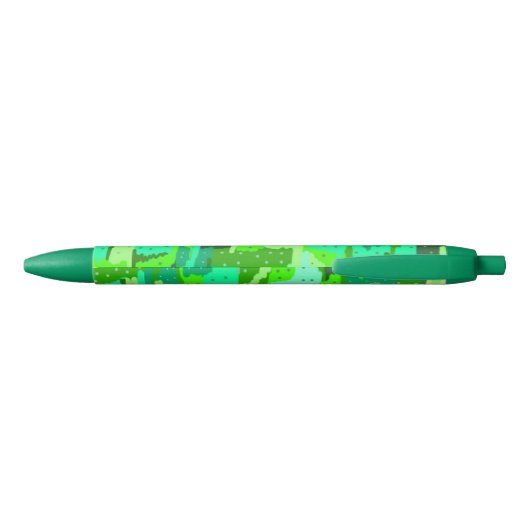 Green Foliage Abstract Zwarte Inkt Pen (Achterkant)