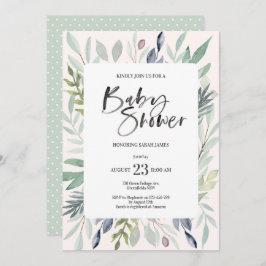 Green Foliage Baby shower Invitation Kaart