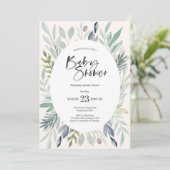 Green Foliage Baby shower Invitation Kaart (Staand voorkant)
