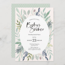 Green Foliage Baby shower Invitation