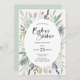 Green Foliage Baby shower Invitation Kaart