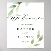 Green Foliage Botanical Wedding Welcome Poster (Voorkant)
