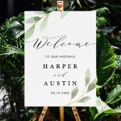 Green Foliage Botanical Wedding Welcome Poster