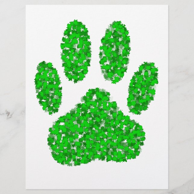 Green Foliage Dog Paw Print (Voorkant)