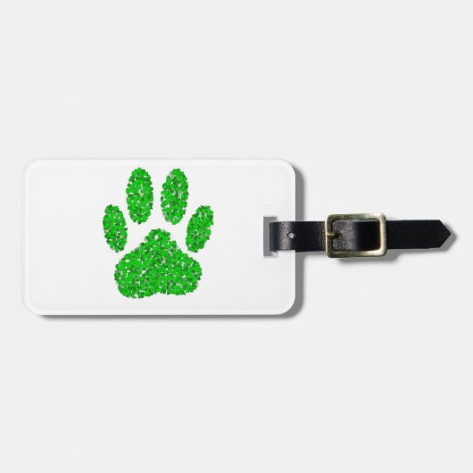 Green Foliage Dog Paw Print Bagagelabel (Voorkant horizontaal)