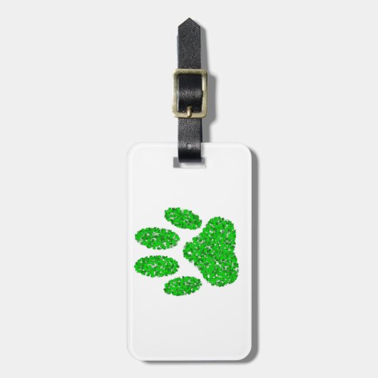 Green Foliage Dog Paw Print Bagagelabel (Voorkant verticaal)