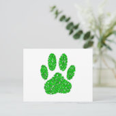 Green Foliage Dog Paw Print Briefkaart (Staand voorkant)