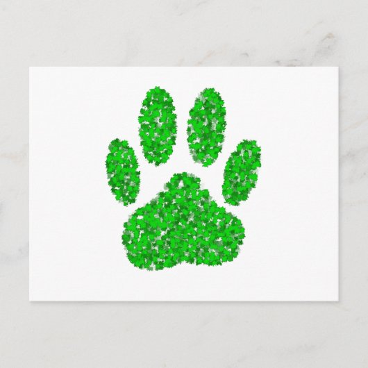 Green Foliage Dog Paw Print Briefkaart (Voorkant)
