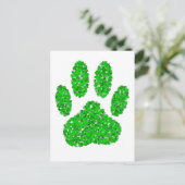 Green Foliage Dog Paw Print Briefkaart (Staand voorkant)