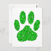 Green Foliage Dog Paw Print Briefkaart (Voorkant / Achterkant)