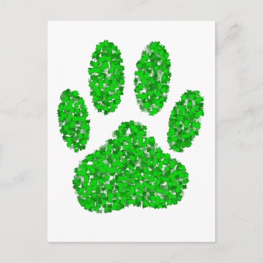 Green Foliage Dog Paw Print Briefkaart (Voorkant)