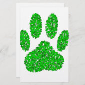 Green Foliage Dog Paw Print Briefpapier (Voorkant / Achterkant)