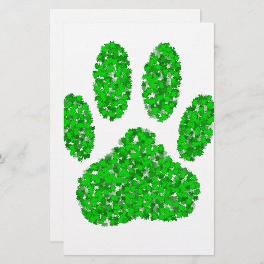 Green Foliage Dog Paw Print Briefpapier (Voorkant / Achterkant)