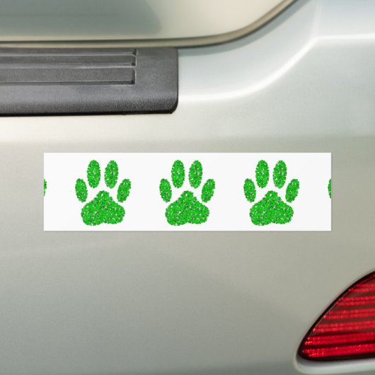 Green Foliage Dog Paw Print Bumpersticker (Op auto)
