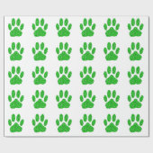 Green Foliage Dog Paw Print Cadeaupapier (Vlak)