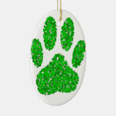 Green Foliage Dog Paw Print Keramisch Ornament (Rechts)