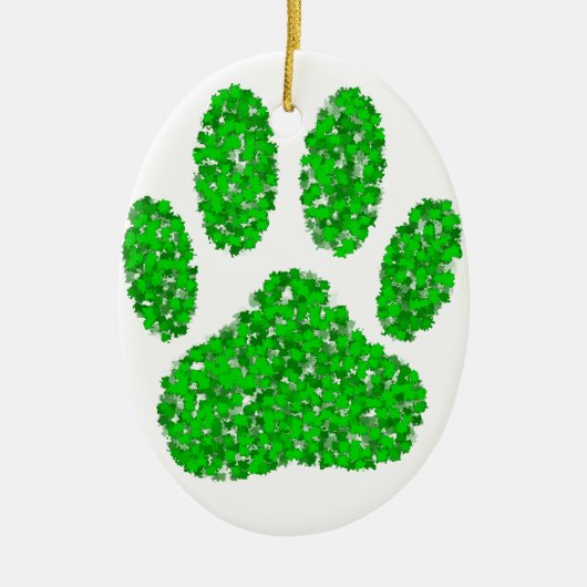 Green Foliage Dog Paw Print Keramisch Ornament (Voorkant)