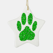 Green Foliage Dog Paw Print Keramisch Ornament (Rechts)
