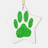 Green Foliage Dog Paw Print Keramisch Ornament (Links)