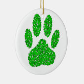 Green Foliage Dog Paw Print Keramisch Ornament (Rechts)