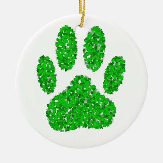 Green Foliage Dog Paw Print Keramisch Ornament (Voorkant)